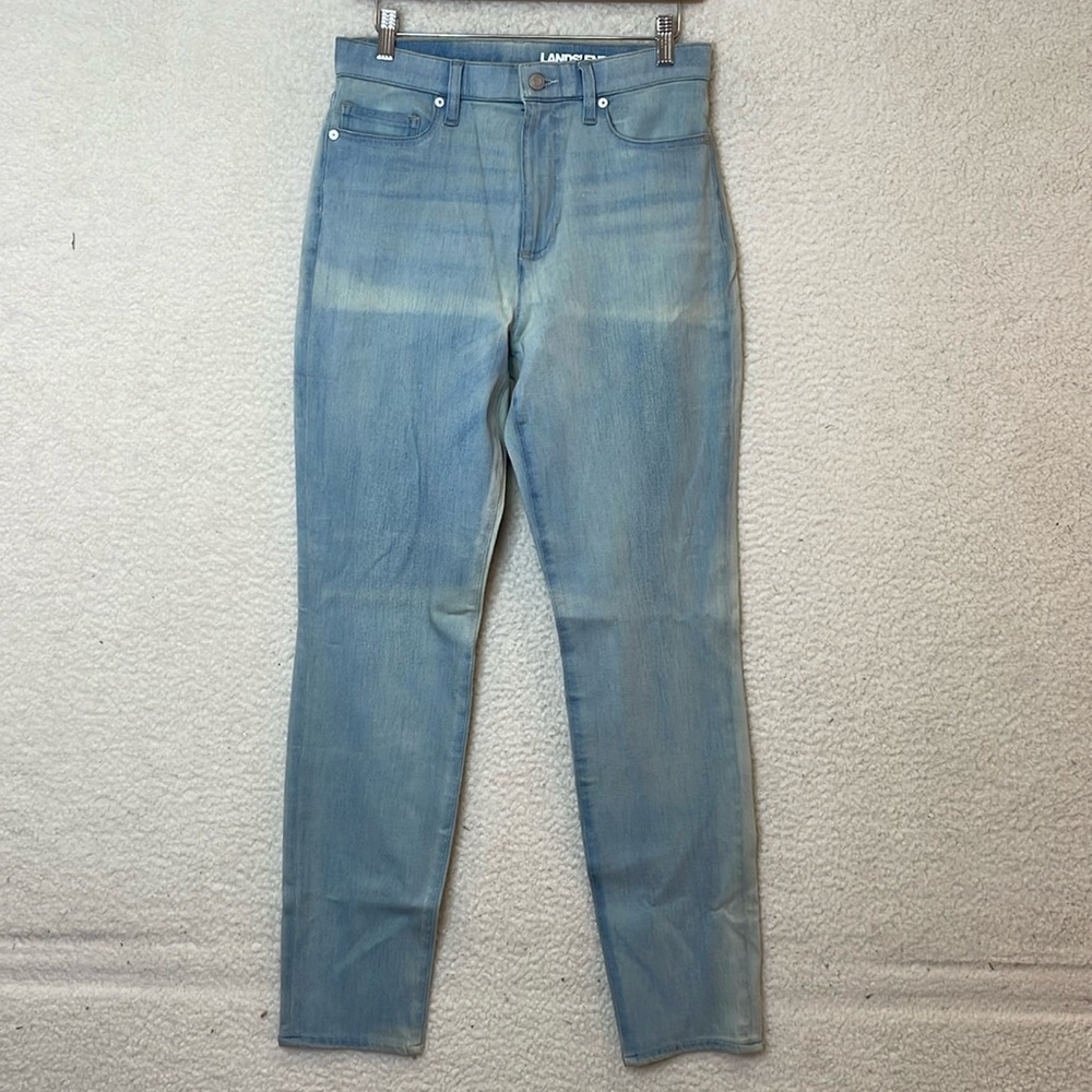 NWT Lands End Womens Juneberry Blue Curvy Skinny 360 Denim Jean Pants SIZE 12